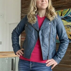 ONLY Vegan blue leather jacket